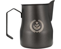 Melkschuimkan Roestvrij Staal - Opschuimkan Koffie - Latte Art Maken - Precisie Uitloop - 350 ml - Zwart