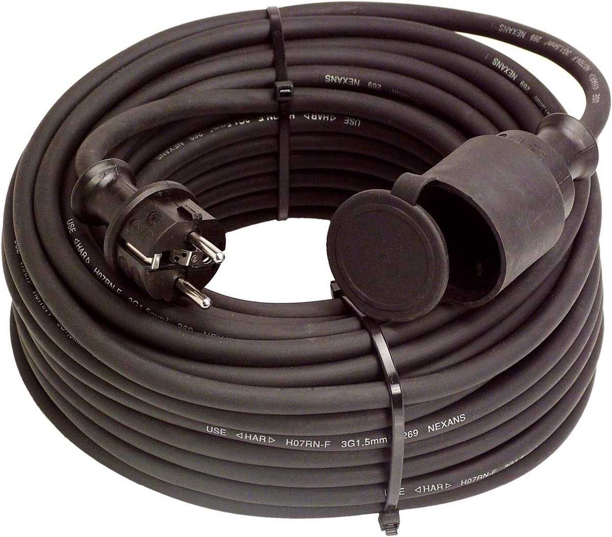 Verlengkabel - Rubberen Kabel - Beschermende Contactspoel Plug - IP44 - Voor Buitengebruik