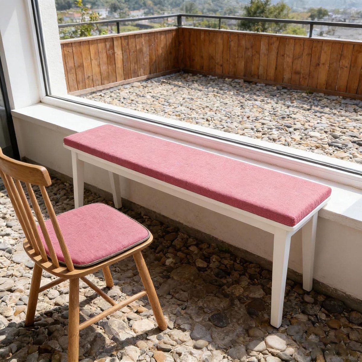 Bankkussen - Zitkussen Tuinbank - Buiten Ontspannen - Antislip Onderkant - 50x200cm - Rode Roos