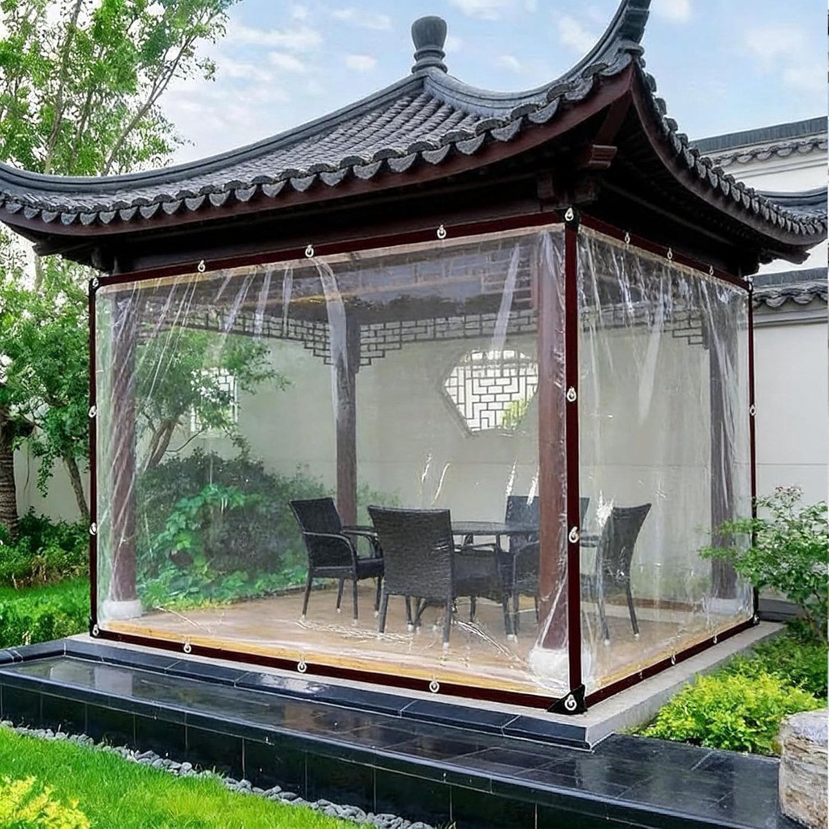 Transparant Zeil - Afdekzeil Waterdicht - Tuin Meubels Beschermen - Hoge Transparantie - 350 x 600 cm - Transparant