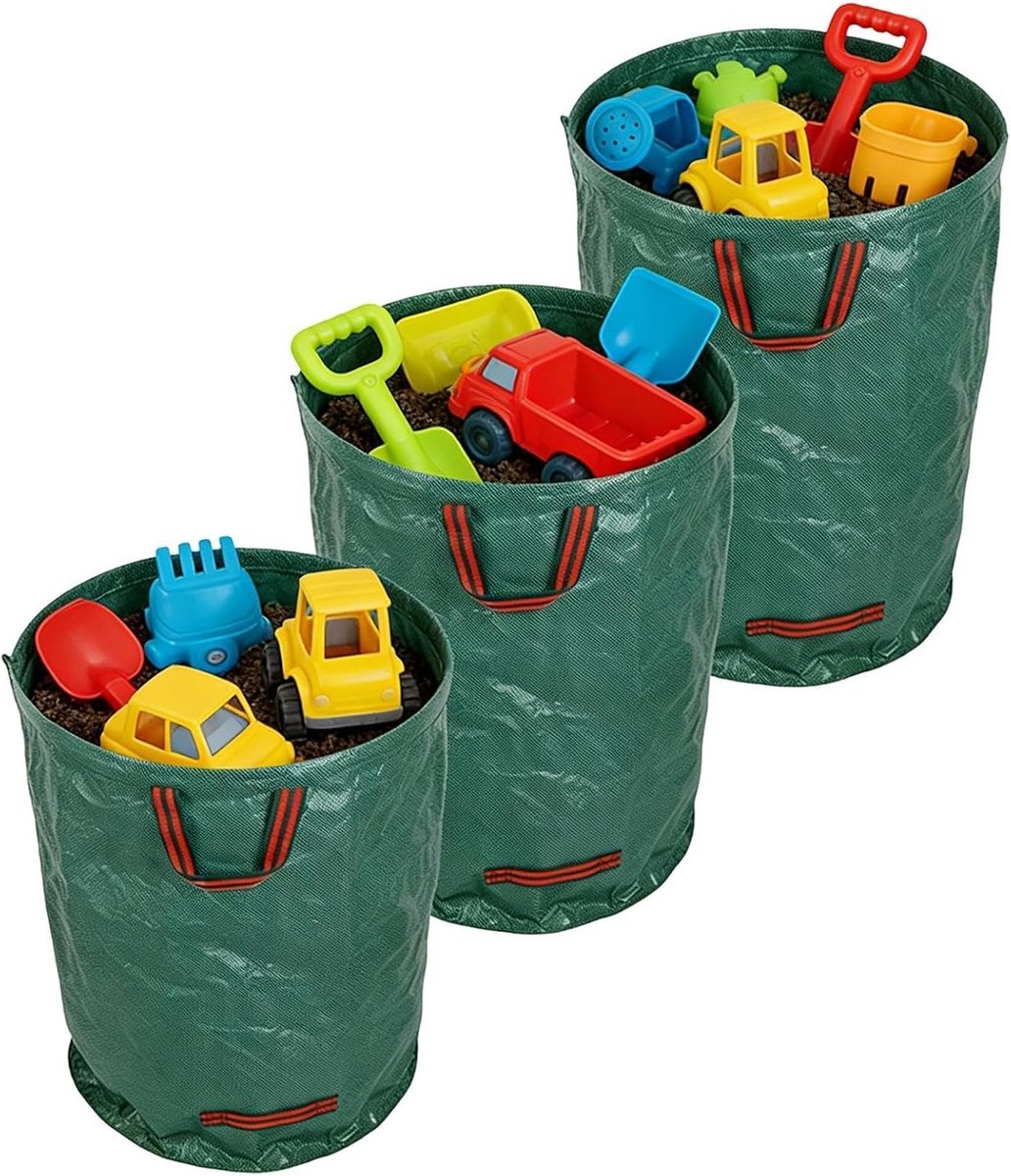 Tuinafvalzakken Set - Bladzakken Opruimen - Tuinonderhoud Vereenvoudigen - Verstevigde Draaghendels - 3 stuks 200L - Groen