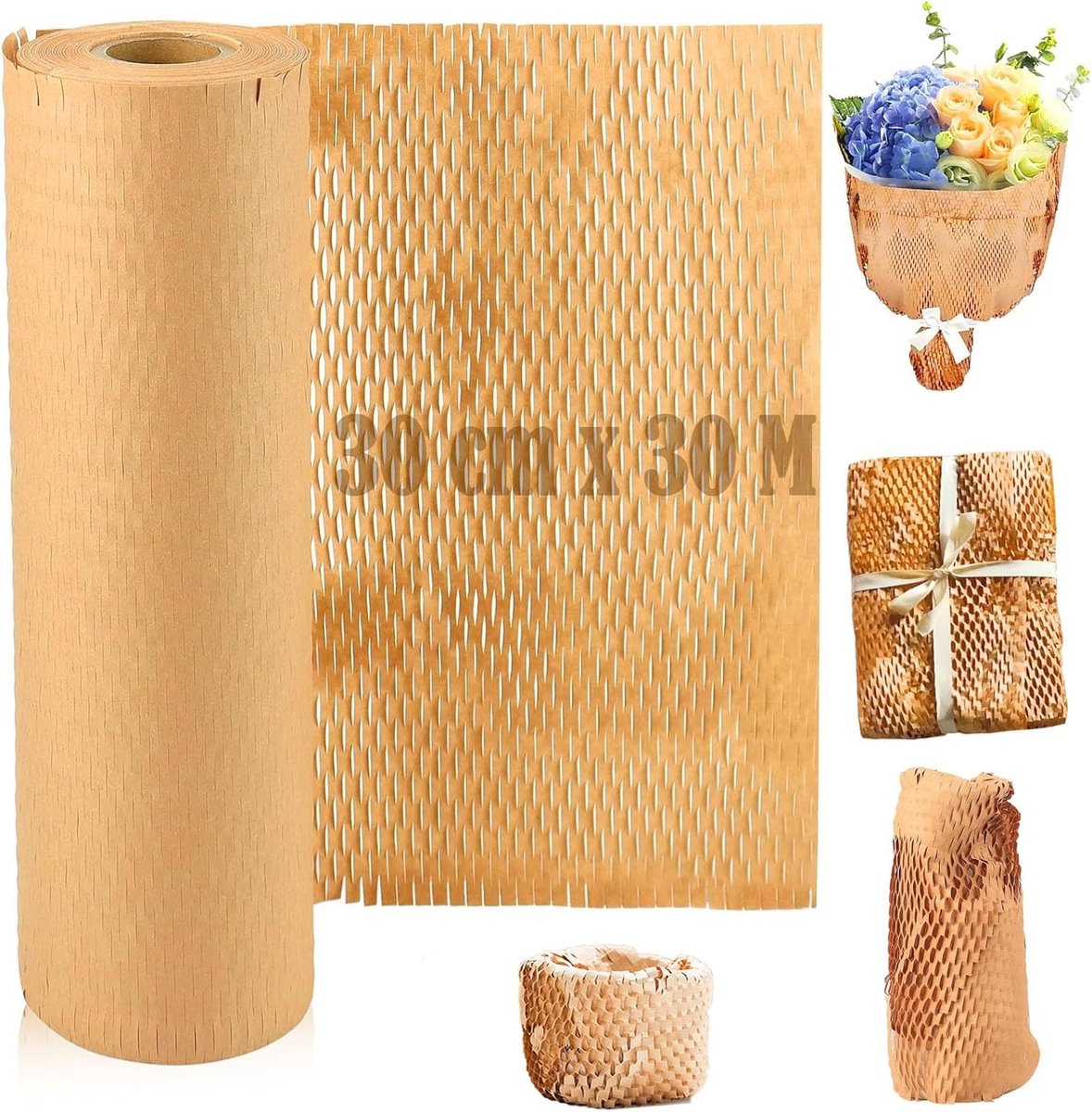 Verpakking Materiaal Honingraatpapier 30 cm x 30 m - Ideaal voor Verhuizingen, Verzending van Breekbare Voorwerpen en Cadeauverpakking, Duurzaam en Milieuvriendelijk