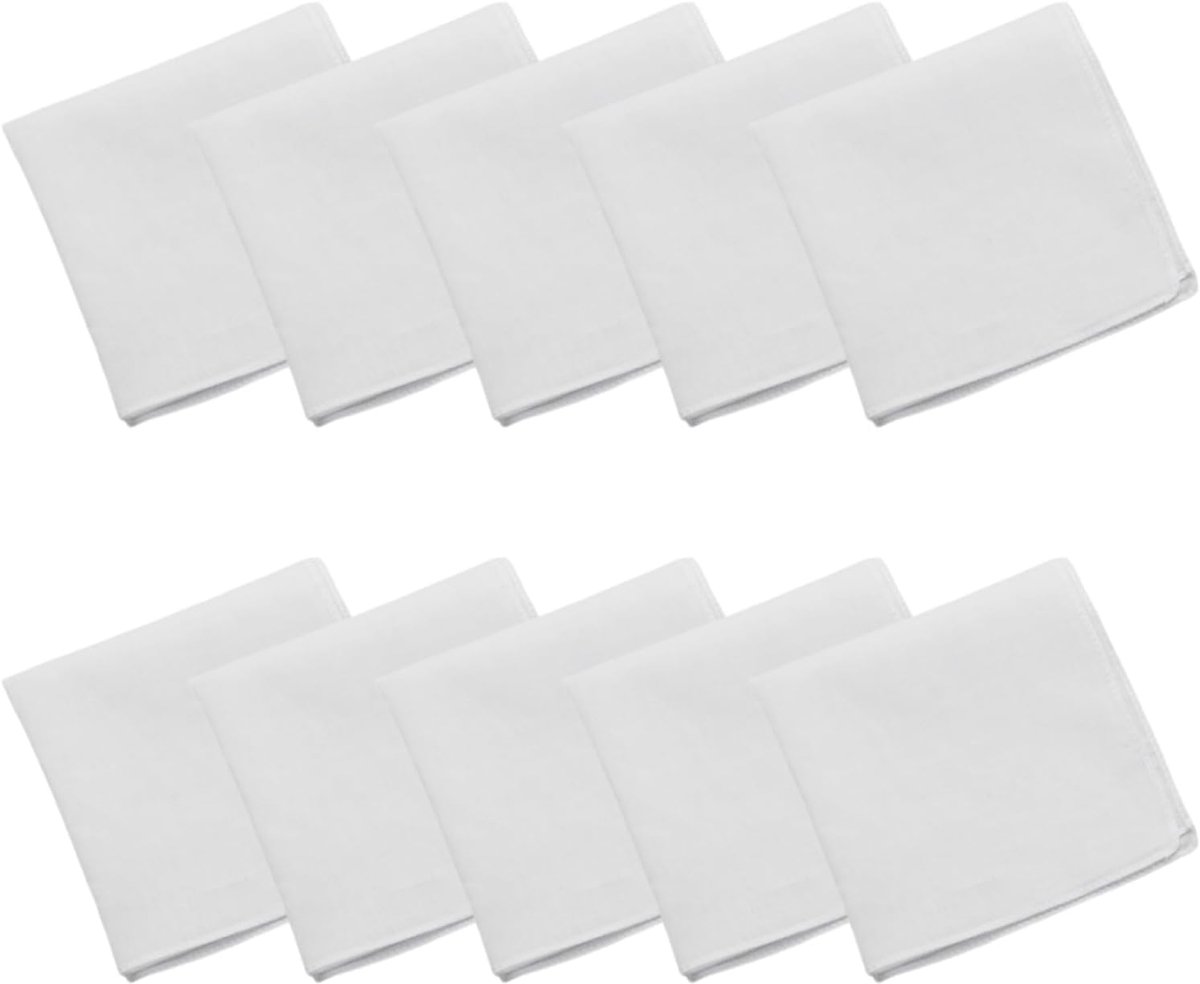 Witte Zakdoeken - Herbruikbare Doekjes - Dagelijks Gebruik - Zachte Katoenen Stof - 10 Stuks 26x26cm - Wit