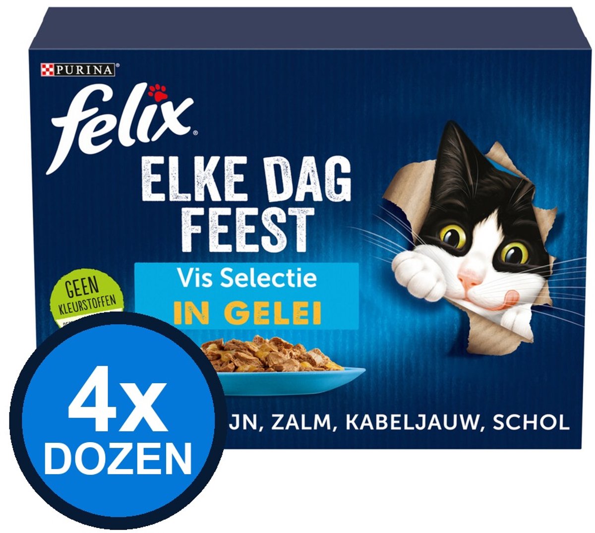 Felix Felix - Elke Dag Feest Vis Selectie in Gelei - Kattenvoer Natvoer - doos 12x85g