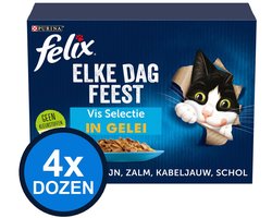 4x Felix - Elke Dag Feest Vis Selectie in Gelei - Kattenvoer Natvoer - doos 12x85g