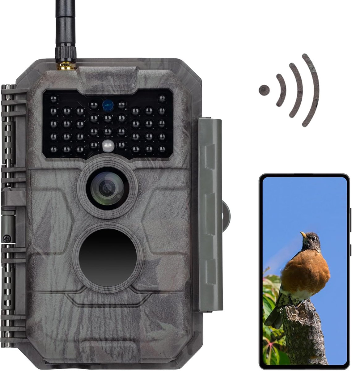 Wildcamera met Wifi - Trailcamera Jachtcamera - Natuurobservatie - No Glow Nachtzicht - 110 Graden Groothoek - Camouflage
