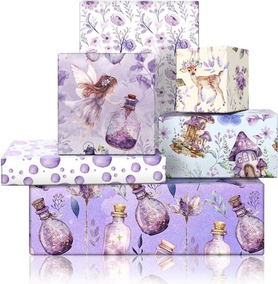 Inovra Plus - Inpakpapier met Fairy en Bloemmotief voor Kleine Prinses - 6 Vellen
