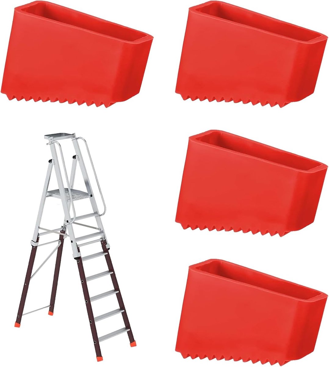 Set van 4 Rubber Ladder Feet voor Veiligheid, Vervangende Ladderdoppen, Universele Laddervoetbeschermers en Antislip Caps