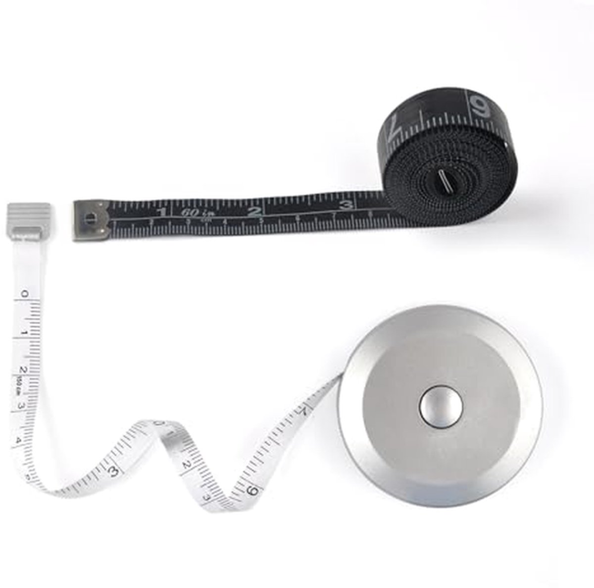 Meetlint Set - Zachte Rolmaat - Lichaam Meten - Intrekbaar Dubbelzijdig - 150 cm - Zilver