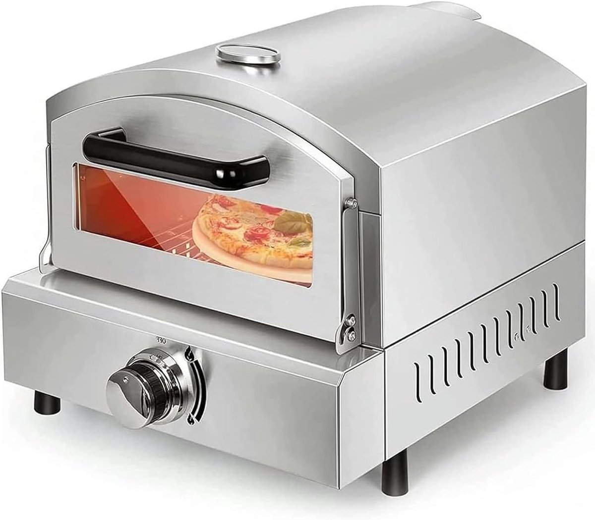Elektrische Pizzaoven Bakoven voor Snacks Lekkere Pizza Bakken Roestvrij Staal 47.5 cm breed Zilver