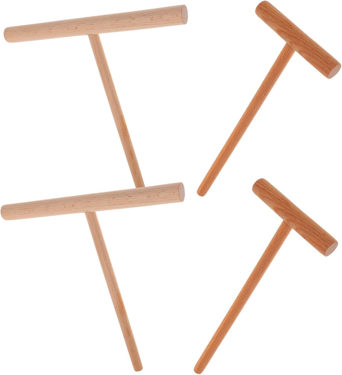 Houten pannenkoek gereedschap - Crêpe spreiders - Perfecte pannenkoeken - T-vorm ontwerp - 4 stuks - Natuurlijk hout