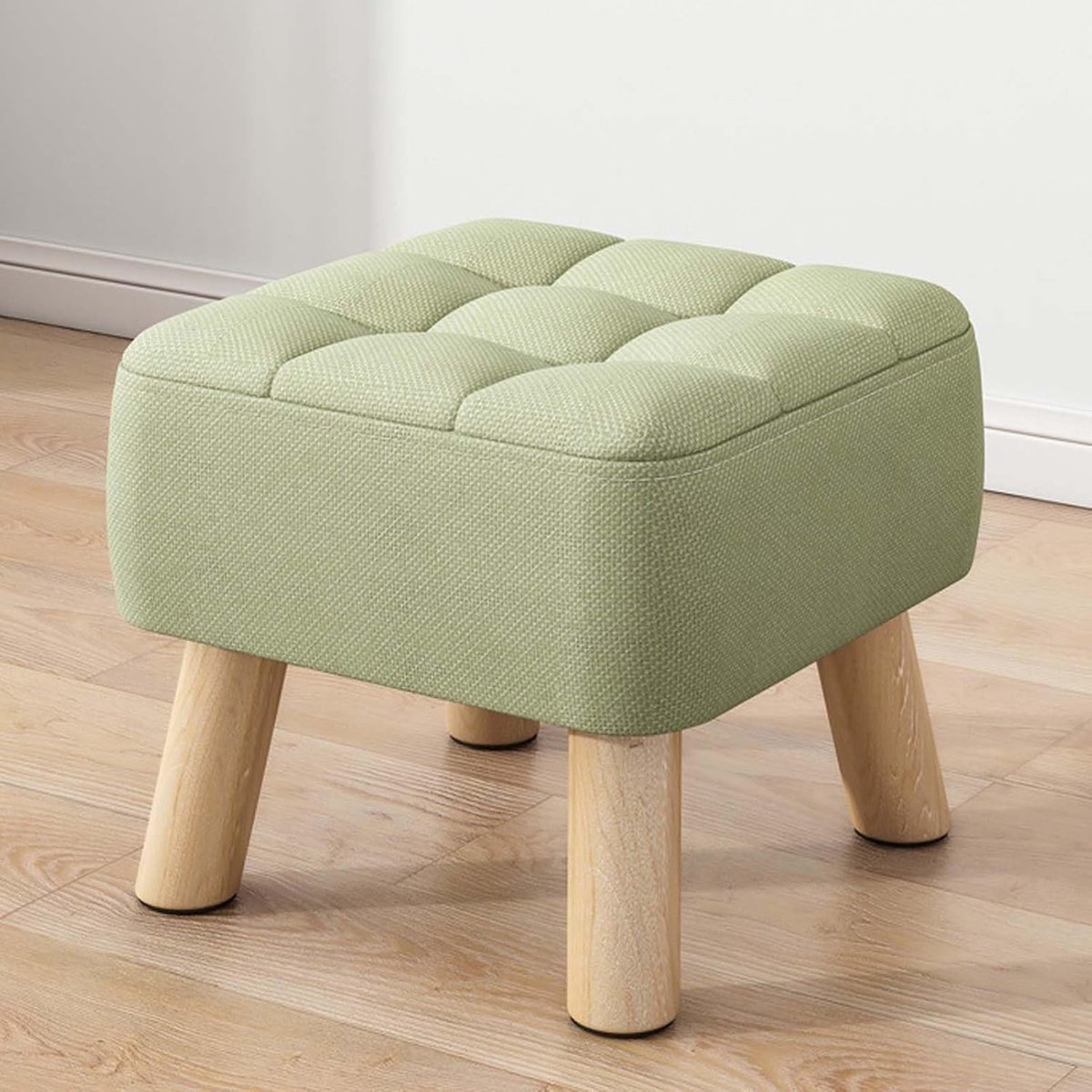 Kleine Poef - Ottomaanse Kruk - Voeten Rusten - Afneembare Hoes - 30x30x34cm - Grijs
