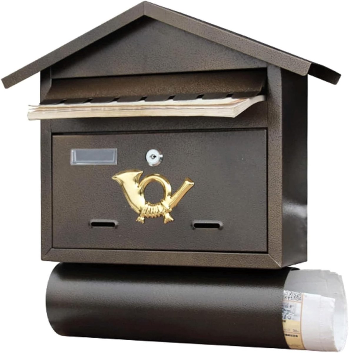 Metalen brievenbus - Postbus buiten - Post ontvangen - Roestbestendig metaal - 31 x 10 x 405 cm - Brons