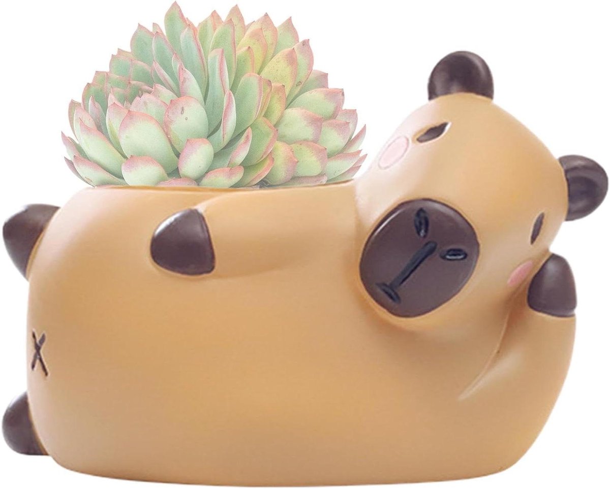 Schattige plantenpotten - Hars beeld decor - Bureaublad decoratie - Slimme drainage - 8.4 x 10.5 cm - Dierenstijl