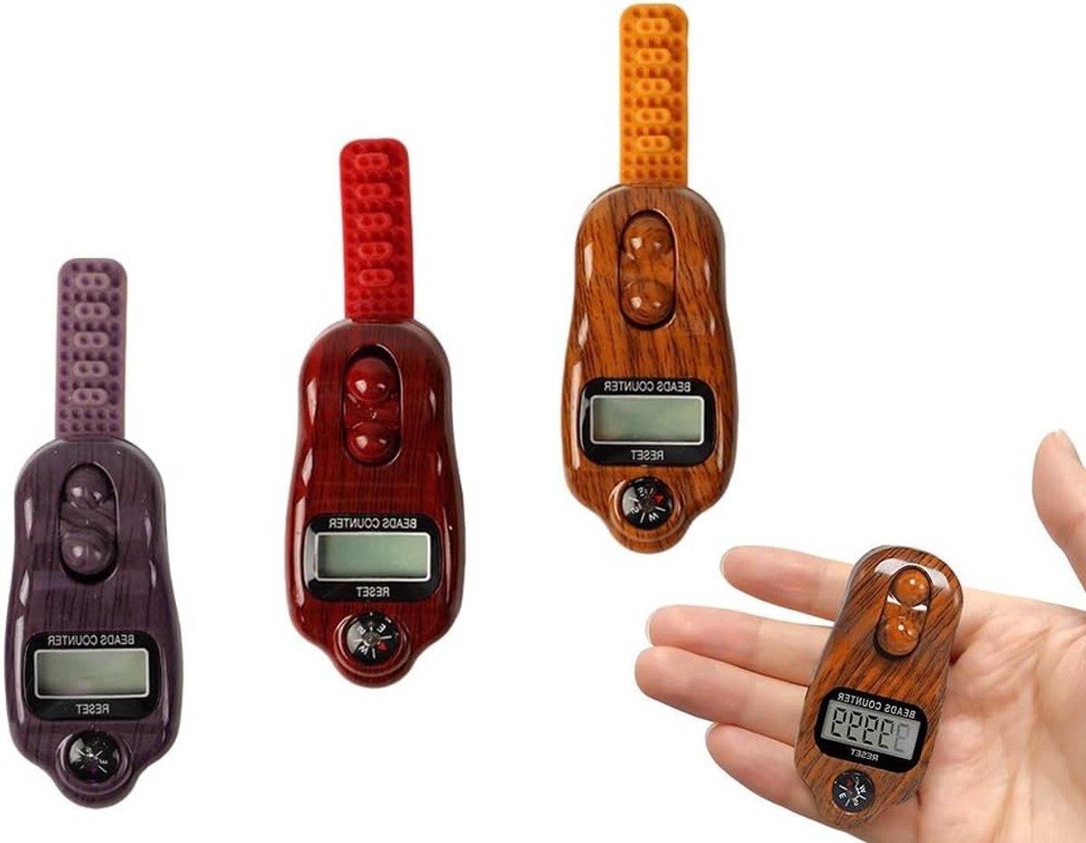 Digitale kralenteller voor gebed en meditatie, 3 stuks met kompas, ideaal voor boeddhisten en moslims, inclusief digitale functies en gebruiksvriendelijk ontwerp