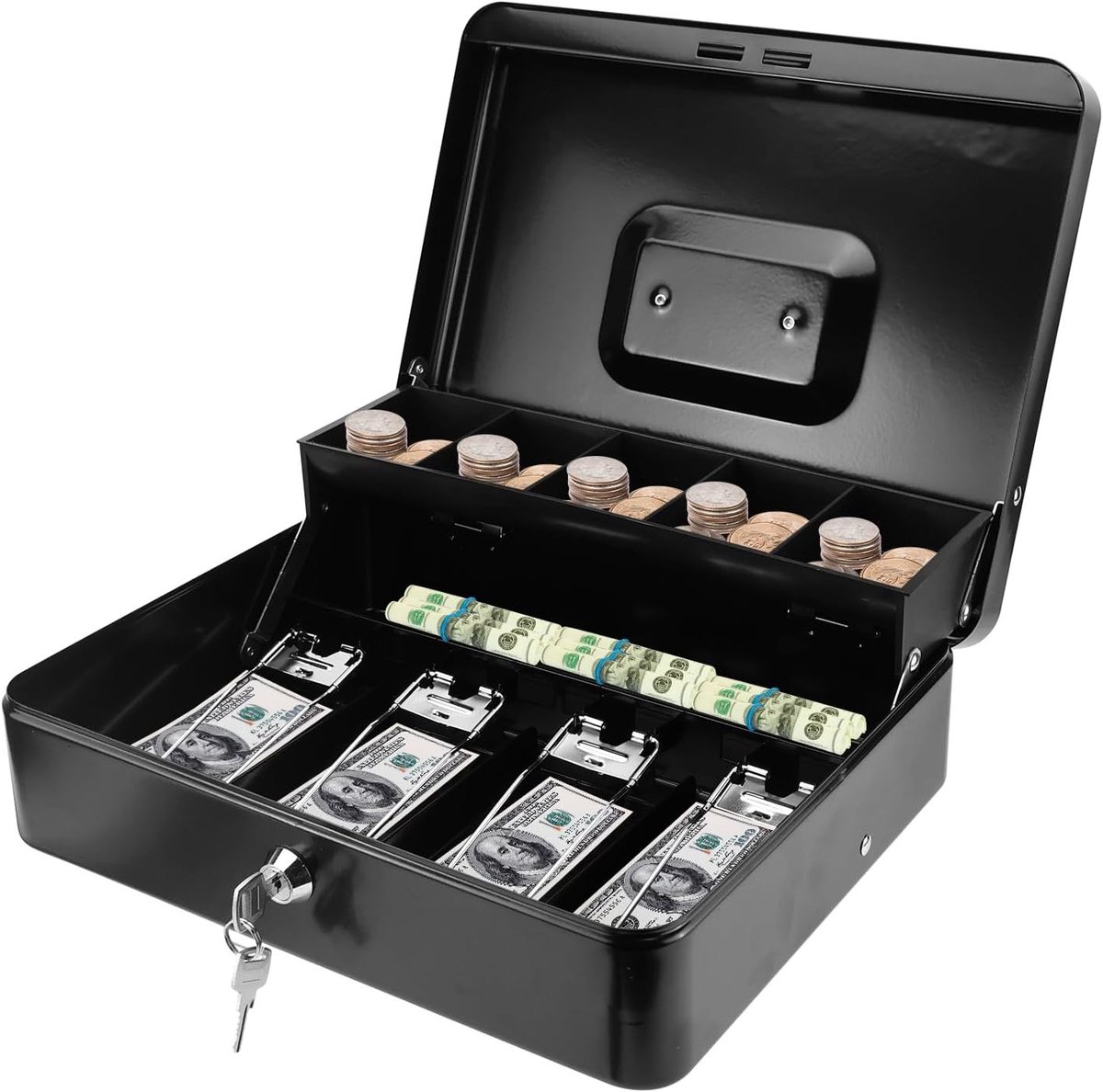 LPZMPZ Money Cassette, Lockable, Fireproof, Waterproof, Lockable with 2 Keys, Portable Large Money Box, 30 x 24 x 9 cm - ShopVlot