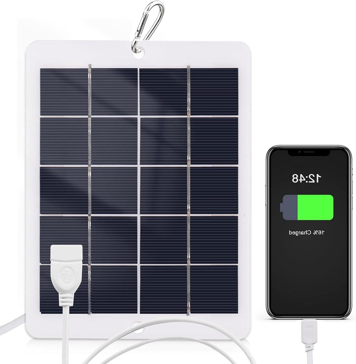 Draagbare Zonne Charger - Zonnepaneel USB - Buiten Opladen - Hoge Conversie Efficiëntie - 3W - Zwart