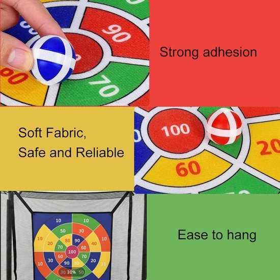 Trampoline Dartbord - Hechtbal Spel - Actief Spelen - Duurzame Hechtlaag - 74 x 74 cm - Dartset — afbeelding 2