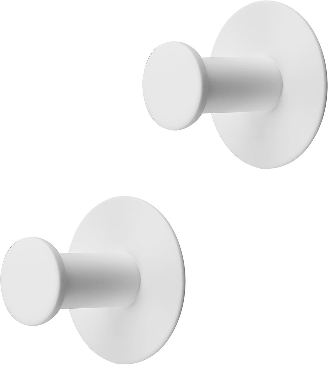 Zelfklevende Haakjes voor Handdoeken - Set van 2 Witte Wandhaakjes zonder Boren - Rvs Haak voor Badkamer, Keuken en Kleding