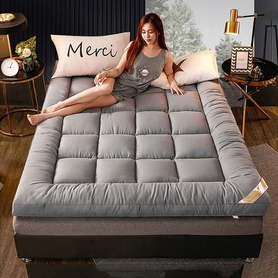 Japanse Futon Matras - Vloermatras Oprolbaar - Comfortabel Slapen - Elastische Ondersteuning - 150x200cm - Grijs — afbeelding 5