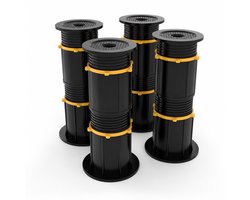 JustValue verstelbare steunpoten - set van 4 - 21,3 tot 33 cm - voor meubels en apparaten - zwart