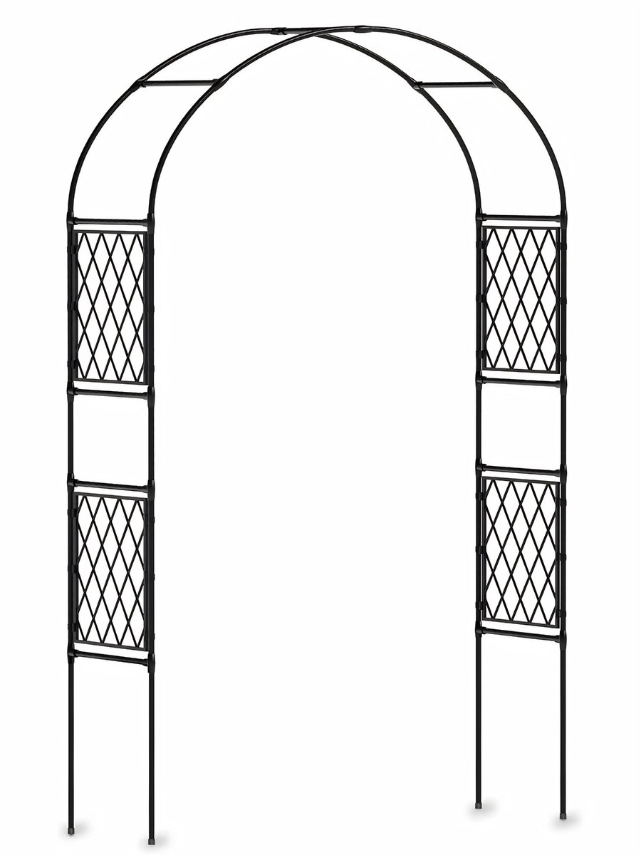 Tuinboog met Klimrek - Heavy Duty design Klimplanten - voor tuin en bruiloftdecoratie - Zwart Metaal - Creme Wit