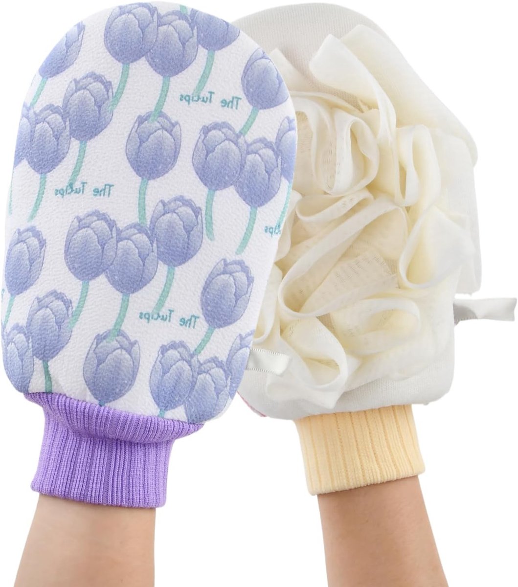 Exfoliërende Peeling Handschoenen voor een Gladde Huid, Dubbelzijdige Loofah Douchehandschoenen, Massage en Scrub Handschoenen voor Mannen en Vrouwen