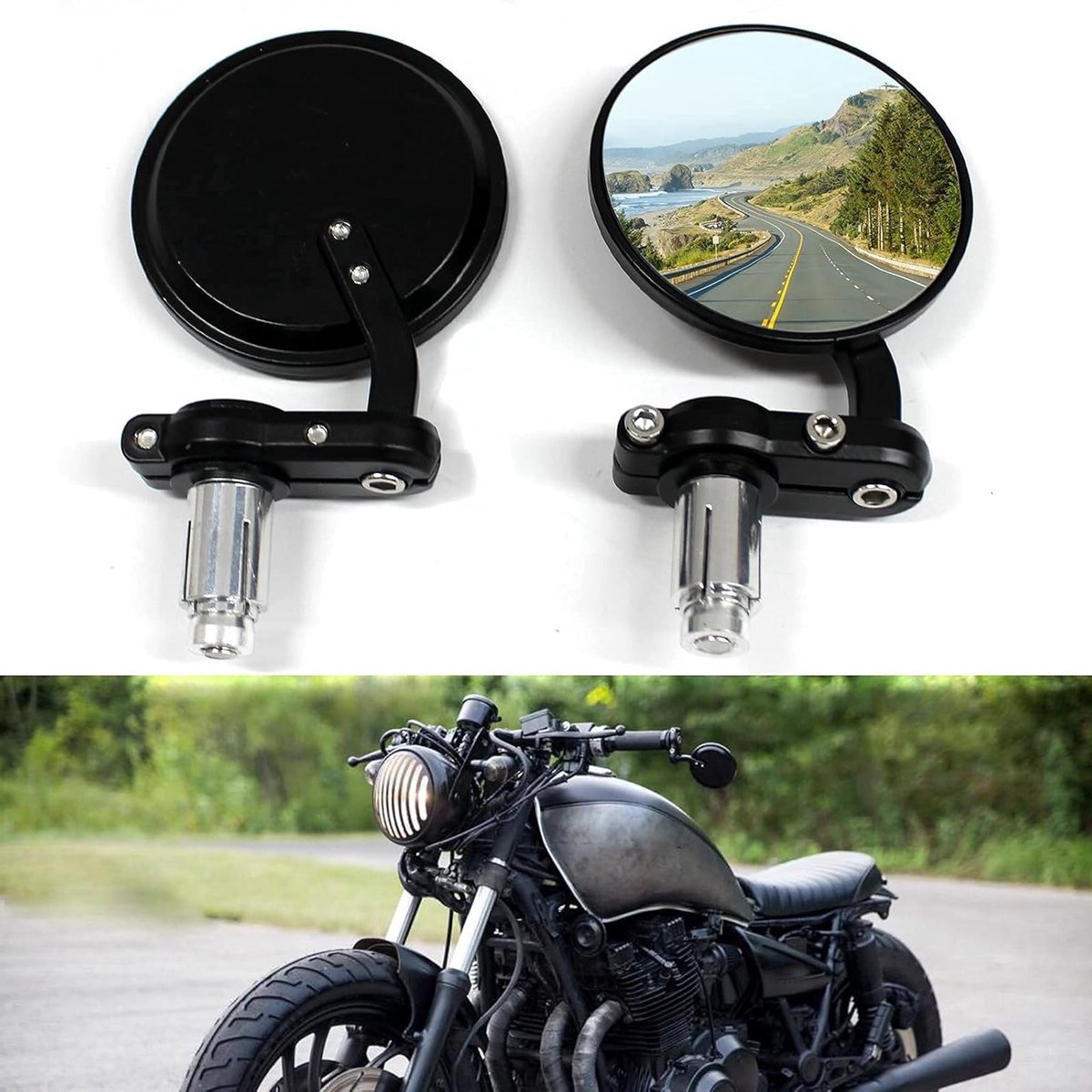 Universele Achteruitkijkspiegel voor Motorfietsen - Aluminium Rond 7/8 Inch 22mm Handvat - Geschikt voor Street Bikes, Mopeds en ATV's