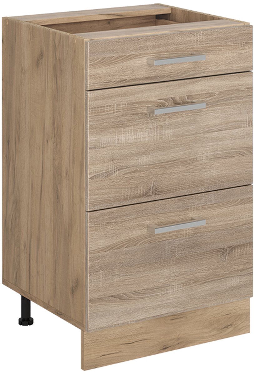 Vicco Keukenonderkast R-Line, Sonoma/Goudkleurig Eiken, 50 cm zonder werkblad