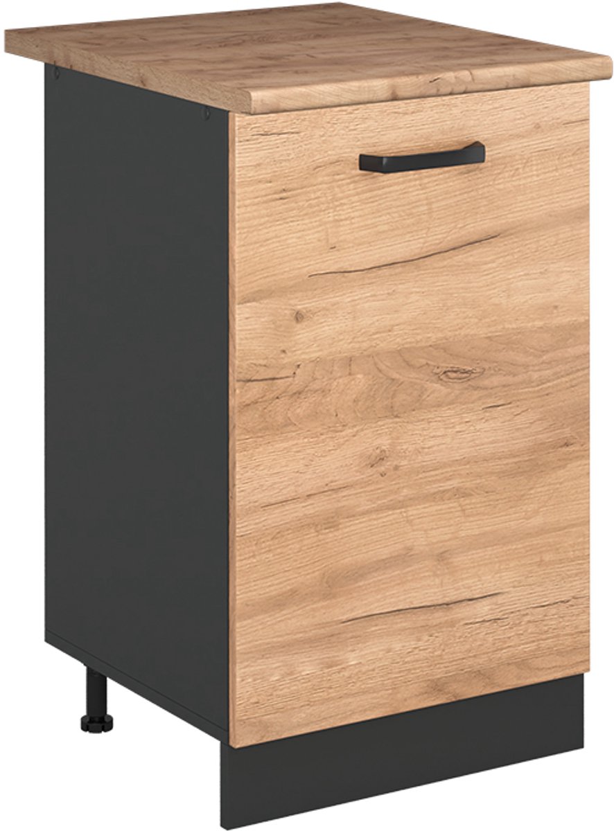 Vicco Keukenonderkast R-Line, Goudkleurig Eiken/Antraciet, 50 cm goudkleurig eiken werkblad