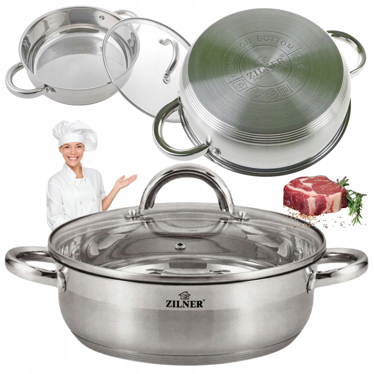 Merkloos Kookpan RVS 20 cm - 3.5L - Inductie Geschikt