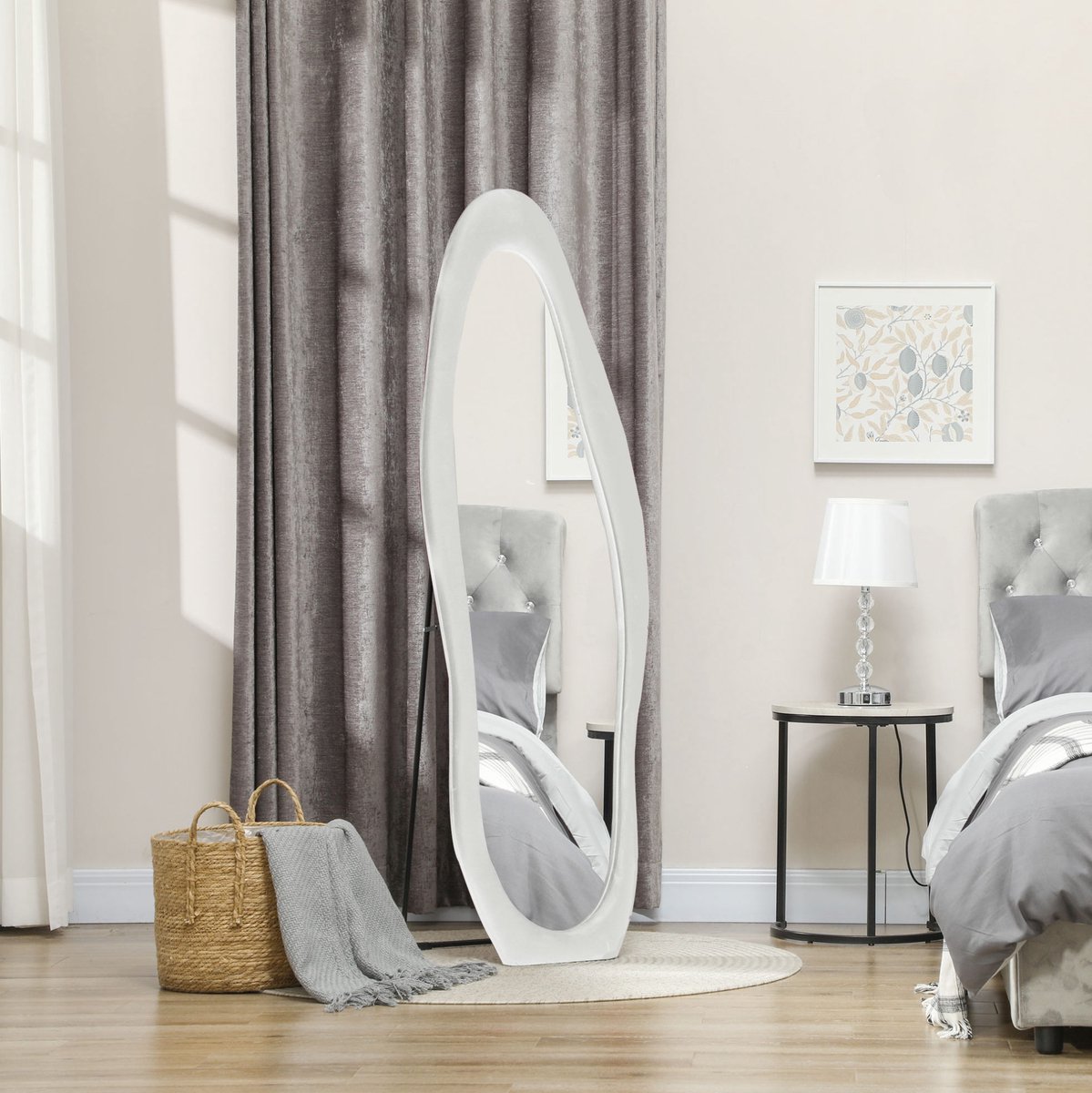 COVREO Staande spiegel 50x160 cm wit, glas en MDF, modern design