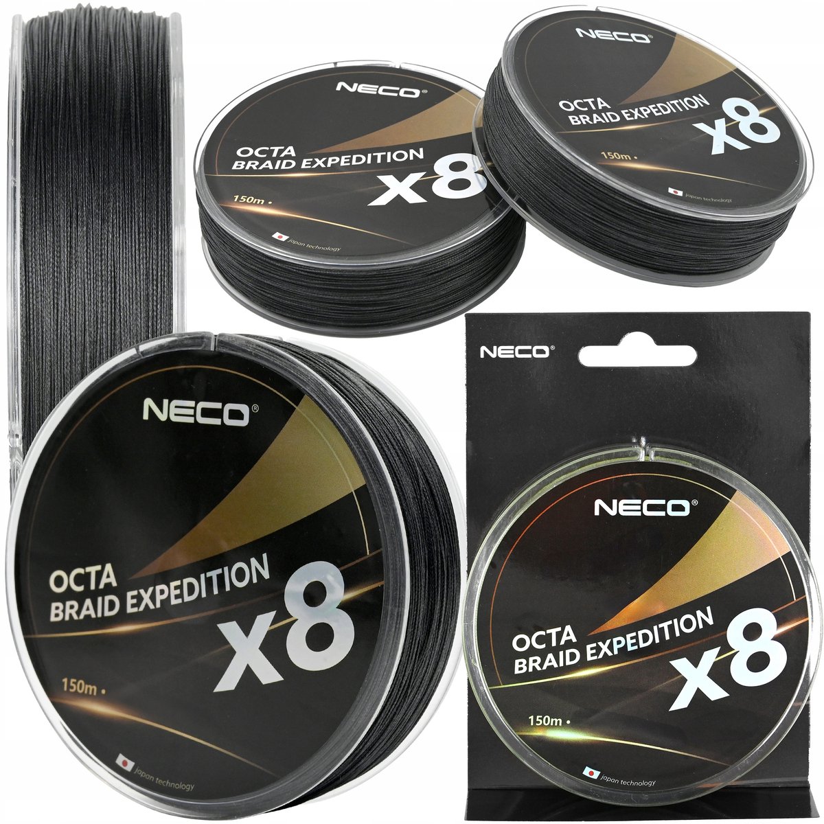 Neco Octa Braid Expedition x8 Vislijn 150m 0.16mm Zwart - 16.1kg