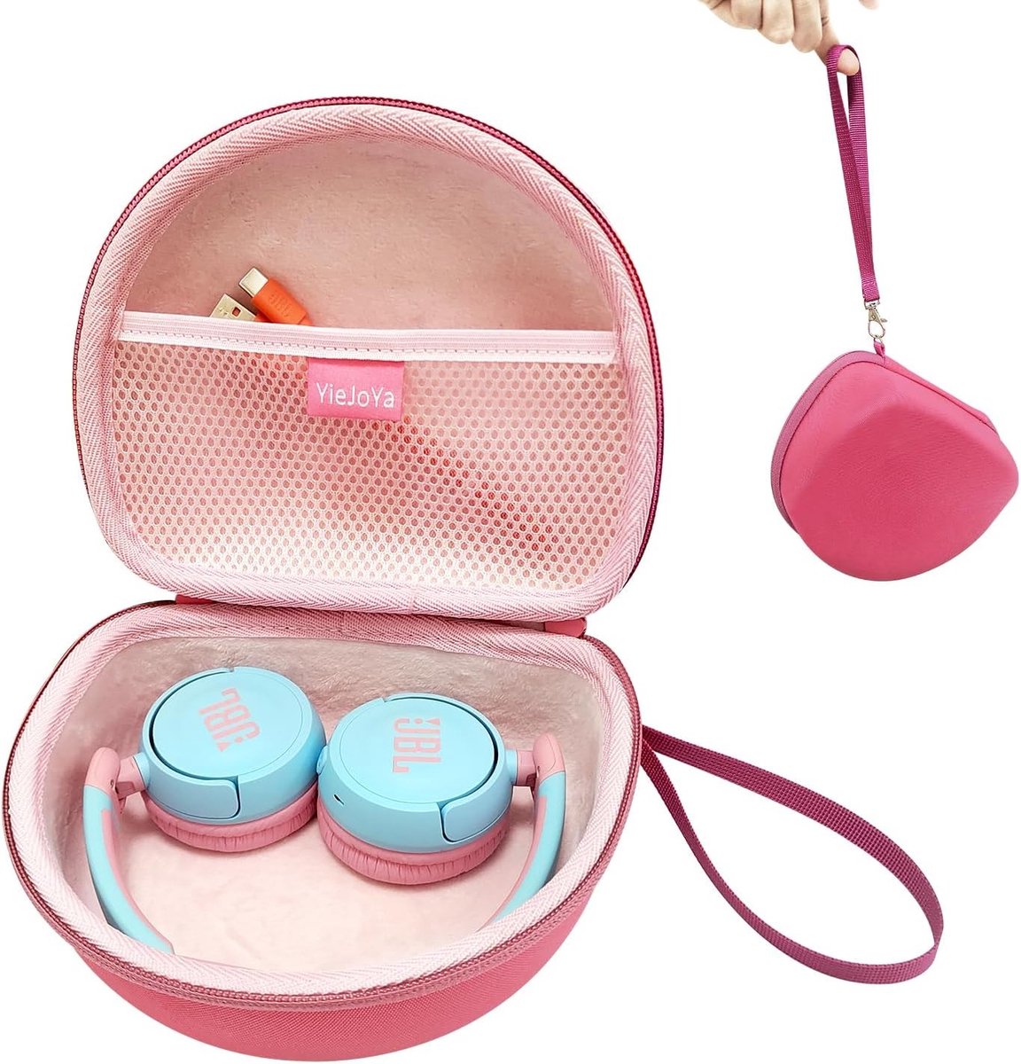 Duurzame Hard Case voor Draadloze On-Ear Hoofdtelefoon, Geschikt voor Kinderen, Opvouwbaar en Beschermend (Roze)