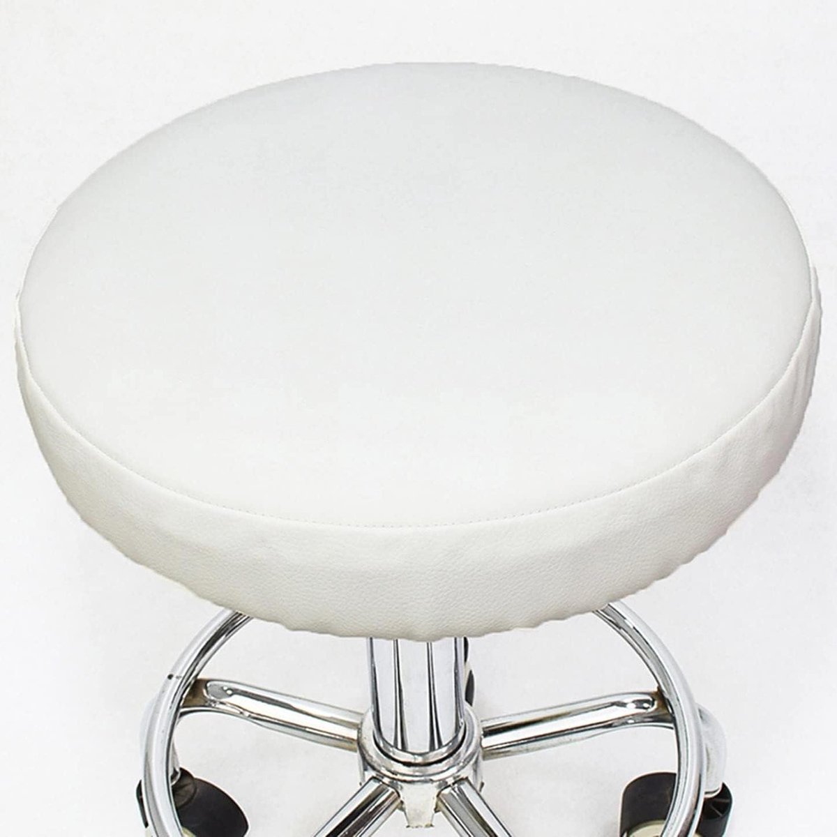 Ronde Stoelhoes - Stoelkussenhoes Zitting Protector - Meubels Beschermen - Waterproof PU Leer - 35 cm Diameter - Wit