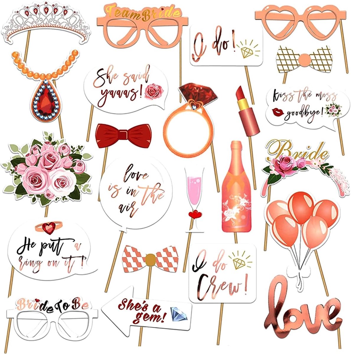 23 Stuks Fotohokje Props voor Bruiloft en Feest - Musthaves voor Fotomomenten