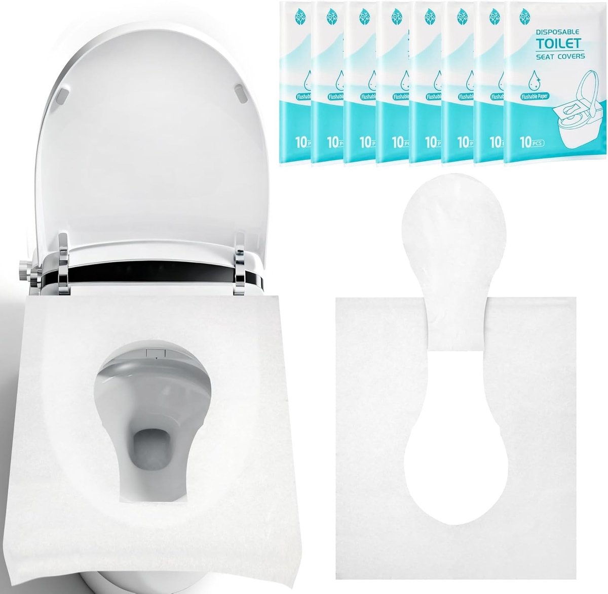 SnelShoppen - 80 Stuks Wegwerp Toilethoezen, Waterdichte Toiletbrilhoes 46x38 cm, Hygiënische Toiletbrilhoes voor Kinderen, Onderweg, Reizen, Peuters,