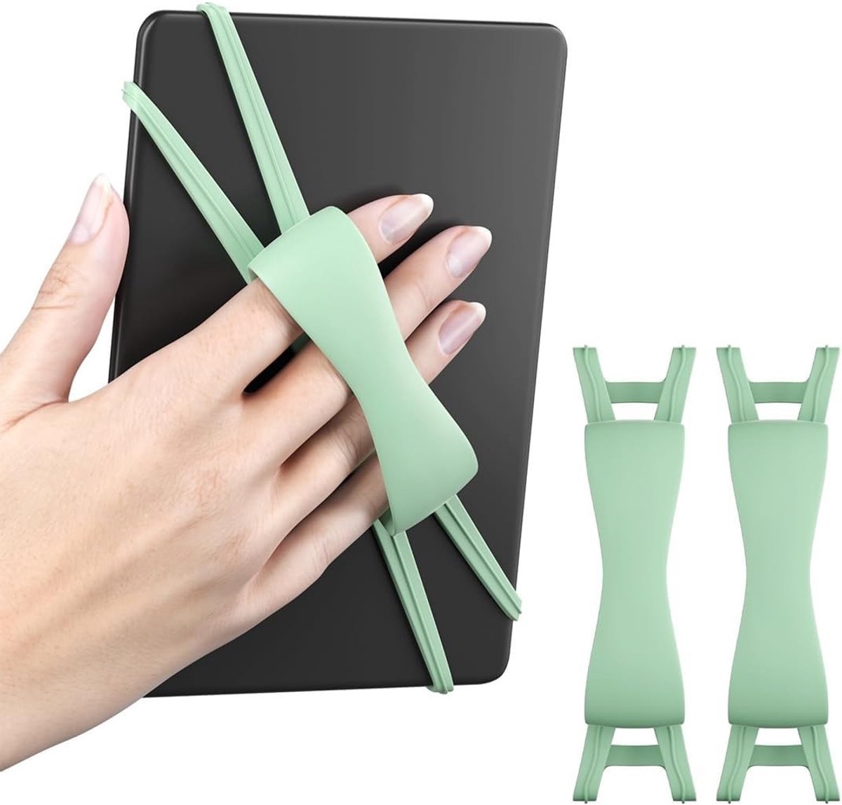 Ergonomische Tablet Grip met Vingerhouder en Polsband voor Comfortabel Lezen en Werken (Groen)