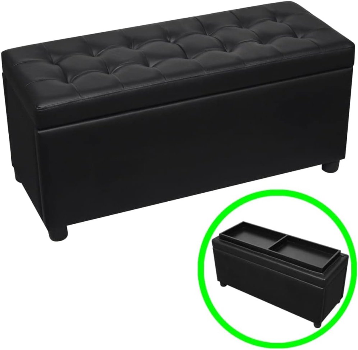 Opbergpoef - Schoenenbank Poef - Extra Zitplaats - Verborgen Opbergvak - 875 cm - Zwart
