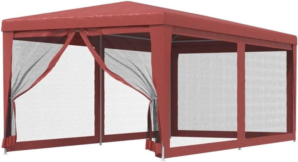 Partytent met zijwanden - Feesttent paviljoen - Buitenfeesten organiseren - Waterdicht HDPE dak - 3 x 6 meter - Rood