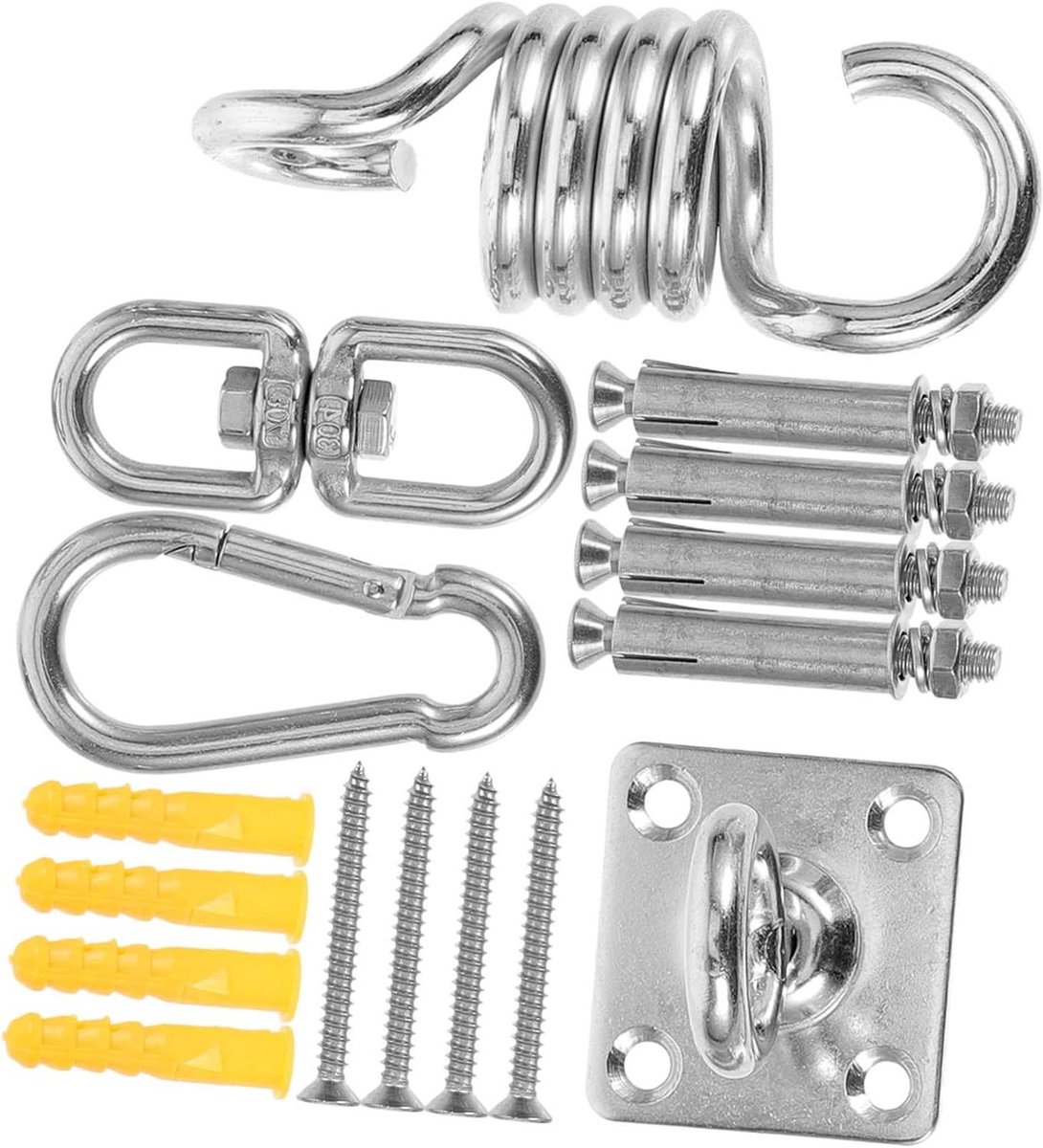 Hangmat Ophangset - Hangbenodigdheden Schommel - Ontspannen Buiten - Zware Duurzame Carabiner - 5 cm - Zilverkleurig