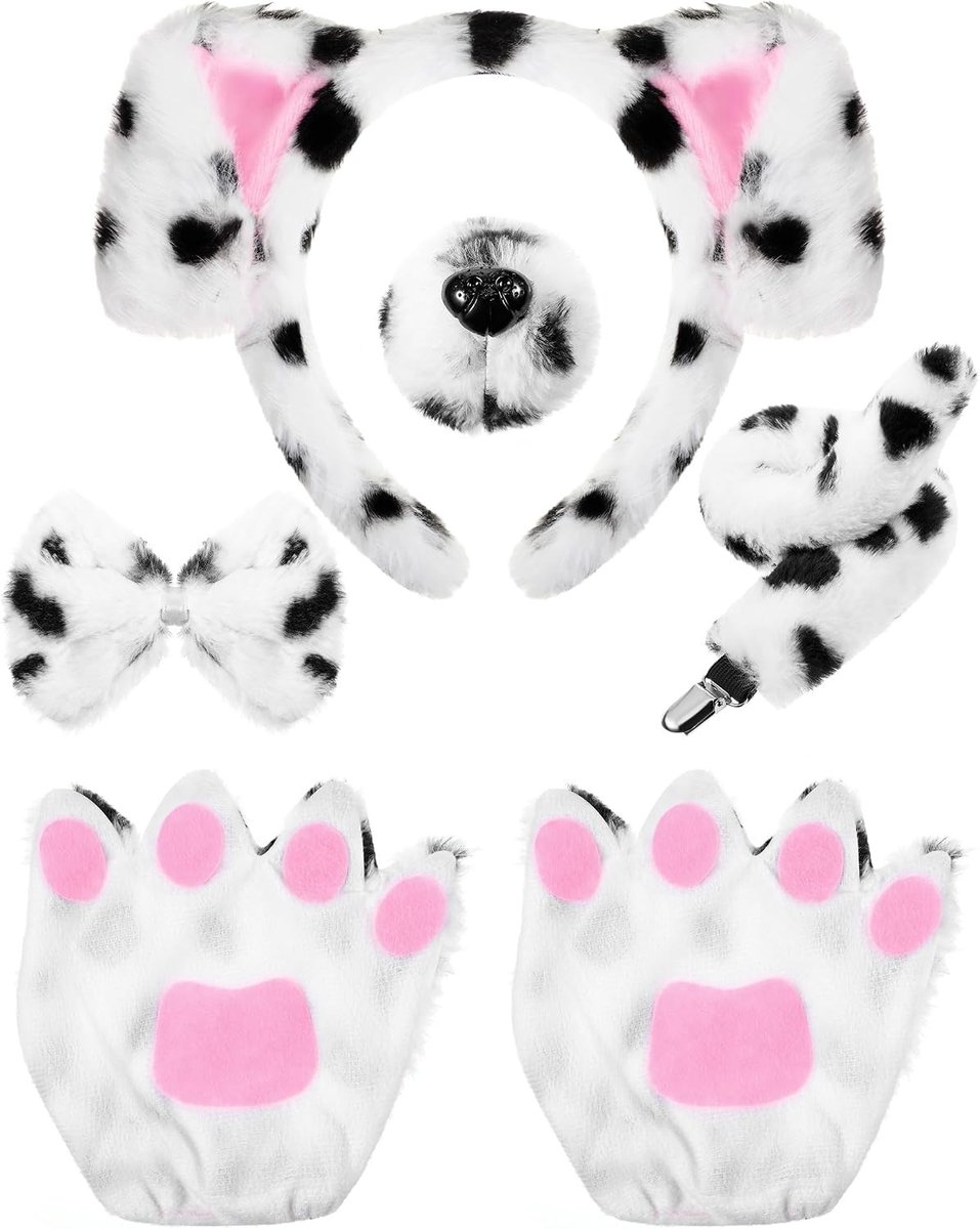 Schattig hondenkostuum met oortjes, strik, neus en staart voor Halloween en feestjes