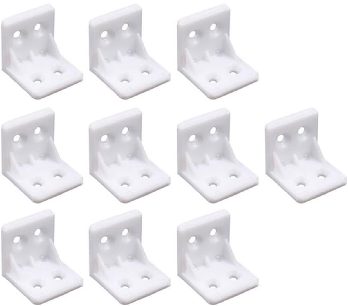 L Hoekbeugels, kunststof meubels hoekbrace plank ondersteuning hoekbeugels, 90 graden beugels voor meubelbevestiging en reparatie (10 stuks, 28 x 28 mm)