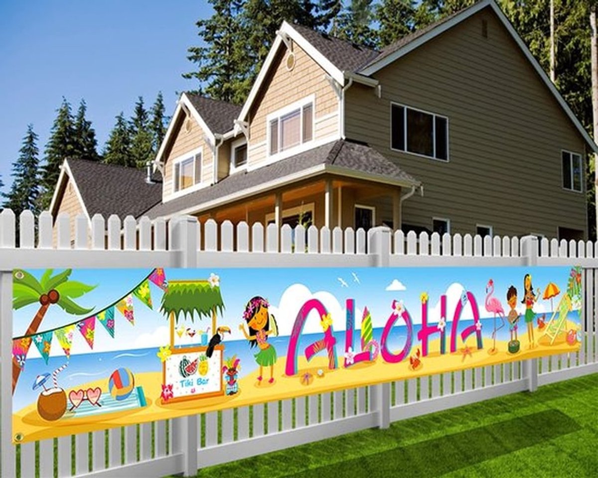 Hawaiian Luau Banner, 270 x 35 cm, veelkleurig, polyester, muurbevestiging, opvouwbaar, lichtgewicht