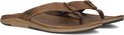 Bruine leren Reef teenslipper met bandjes en een gevormde zool.