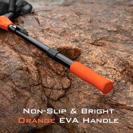 Visnet Schepnet - Vangnet Opvouwbaar - Vissen Vangen - Met Lengtemeter - Tot 155 cm - Oranje Handvat — afbeelding 2