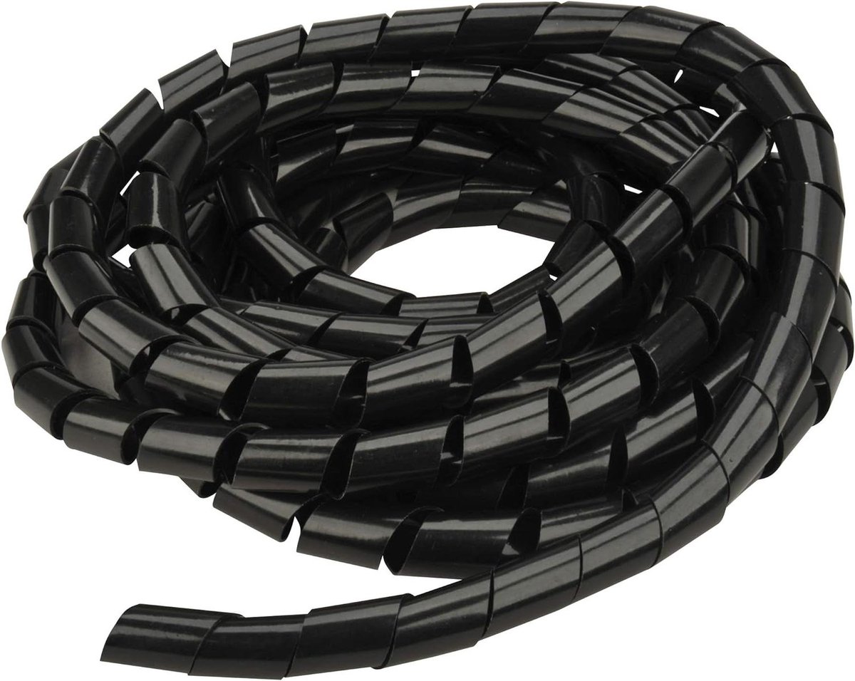 Spiraalslang - Kabel organizer - Kabels bundelen - Flexibele bescherming - 15mm 10 meter - Zwart
