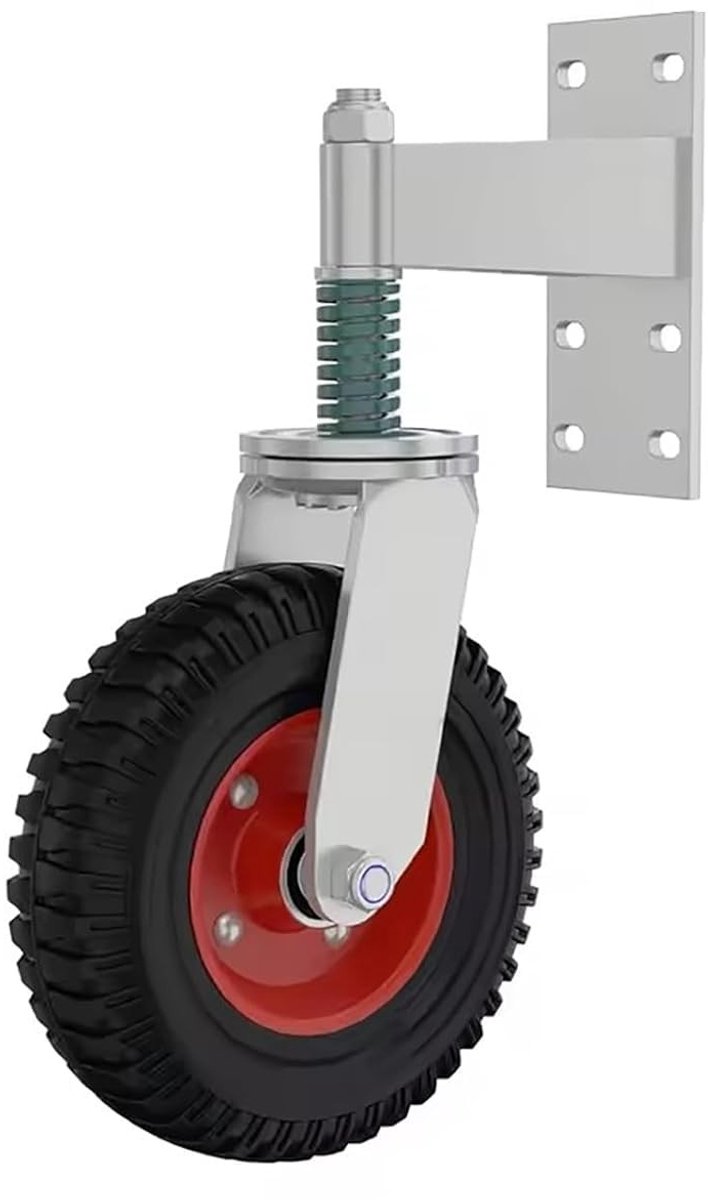 Zware 360° draaibare poorwieltjes voor buitenpoorten - 272 kg draagvermogen voor houten en metalen hekken (rood, 150 mm)
