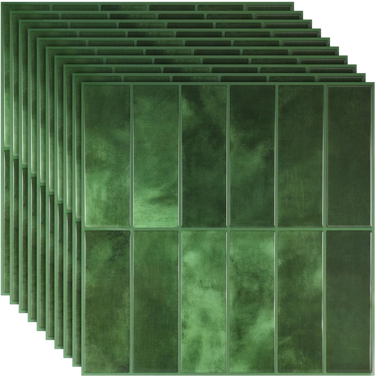 Omgoods - Tegelstickers 3D Waterdicht en Oliebestendig Donkergroen 10 Stuks