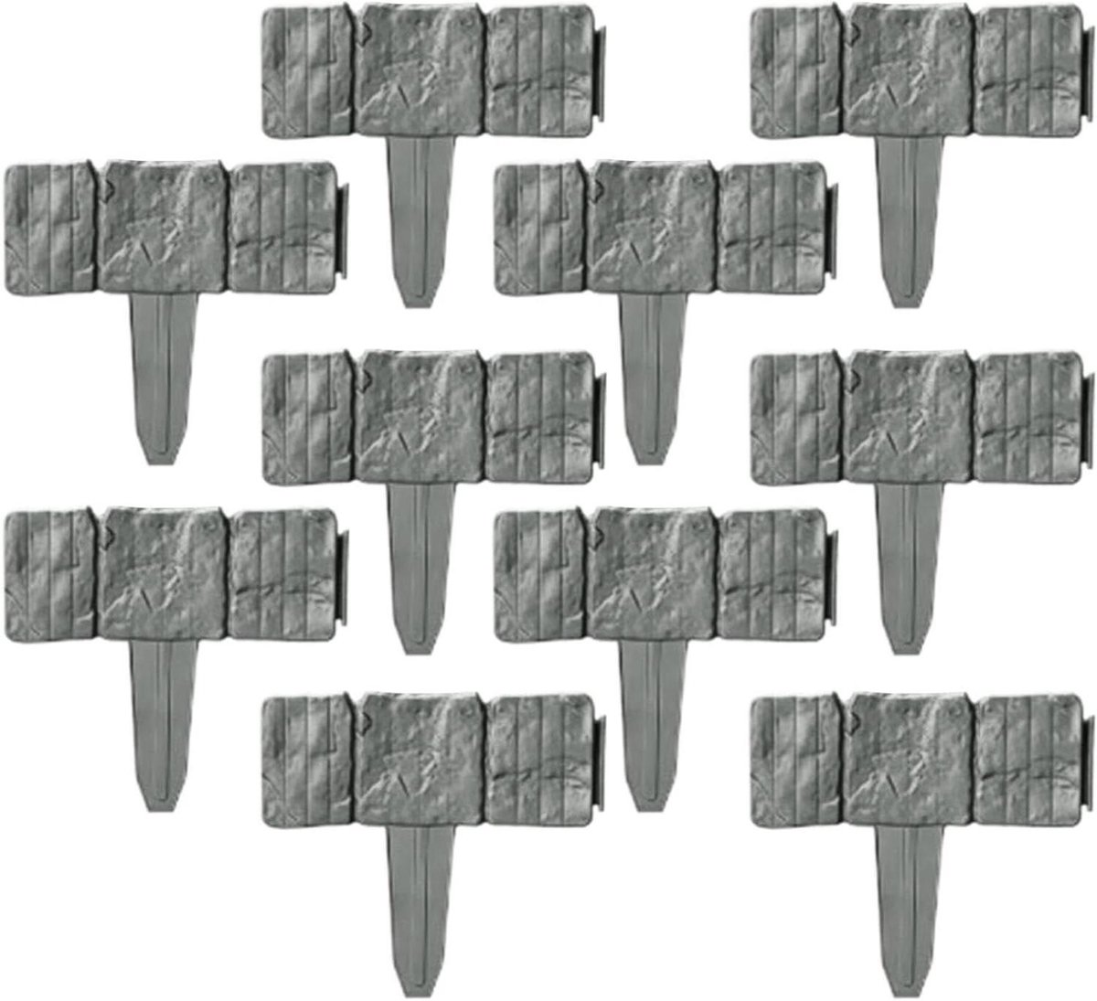 Kunststeen Tuinborder - Imitatie Rand - Tuin Decoratie - Flexibel Ontwerp - 10 Stuks - Grijs